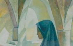 ثقافة : التشكيليون ورمضان.. عز الدين نجيب يصور امرأة بمسجد فى لوحة "الصلاة"